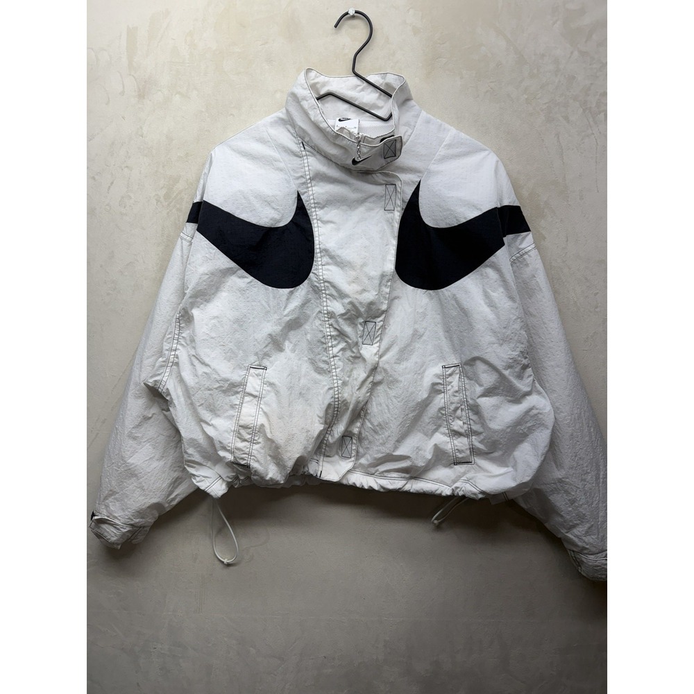 Nike Jacket Women's Medium Track Windbreaker Big Swoosh Oversized Full Zip Retro